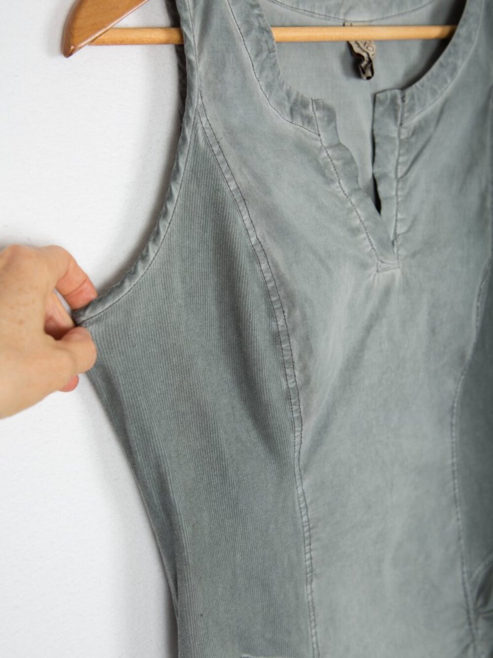 XCVI Washed Gray Cotton Ruched Side Sleeveless Dress Medium Y2K Cargo M - Picture 2 of 12